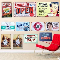 24 styles shop signs vintage metal tin sign cafe pub bar decorative poster plaque home wall decor come in were open plates a764