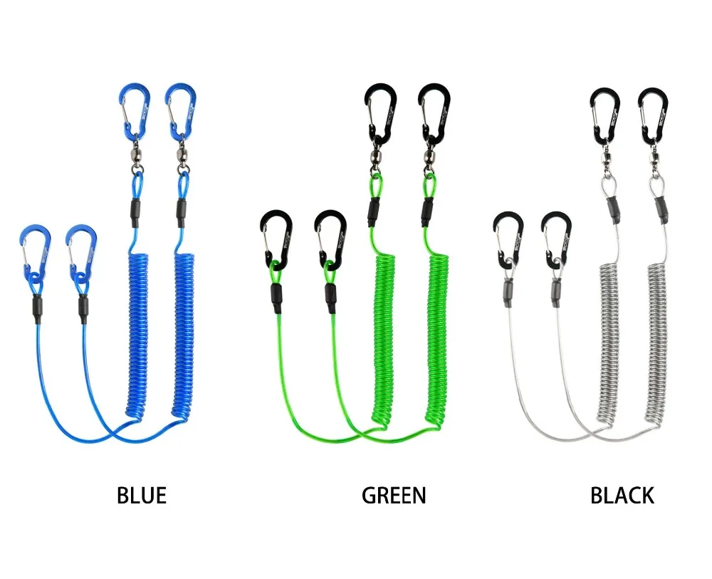Booms Fishing T02 2pcs Heavy Duty Fishing Lanyard for Boating Ropes with Camping Carabiner Secure Lock Fishing Tools Accessories