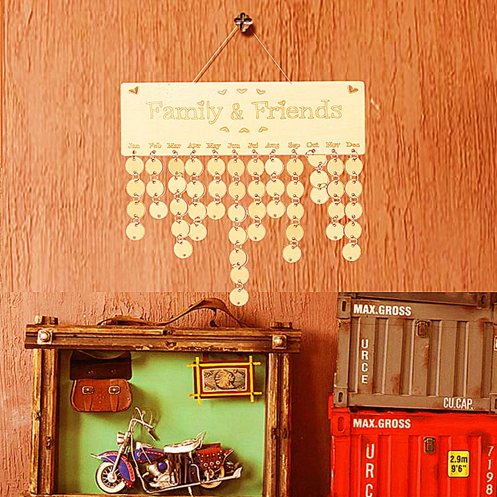 Деревянный Календарь сделай сам семейные друзья день рождения строительная