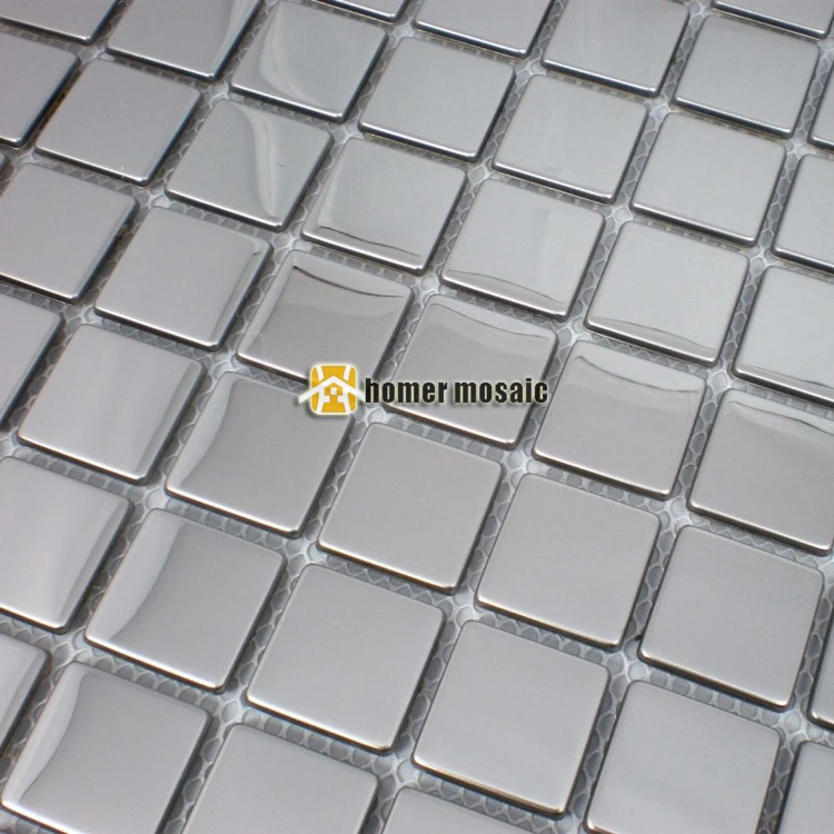 25 мм квадратная форма Глянцевая готовая нержавеющая сталь металлическая мозаика