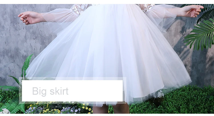 Girls White Princess Dress Flower Embroidered High Quality Prom Gown New Year Christmas Ceremonial Robe Elegant Frocks for 3-12T