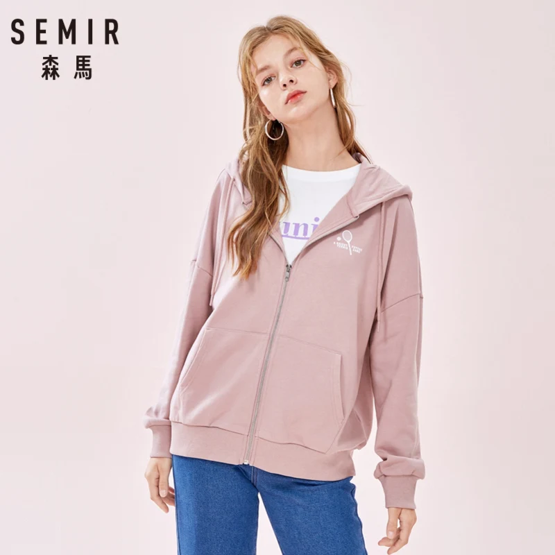 Женская куртка на молнии SEMIR из 100% хлопка с капюшоном и карманами подкладкой