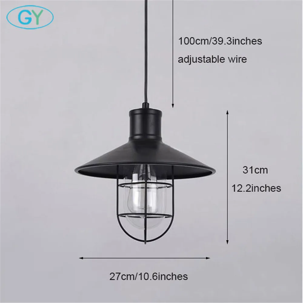 Industrial One-Light Adjustable Mini Pendant light with Clear Glass +Metal lampshades black lustre de plafond for home lighting | Освещение