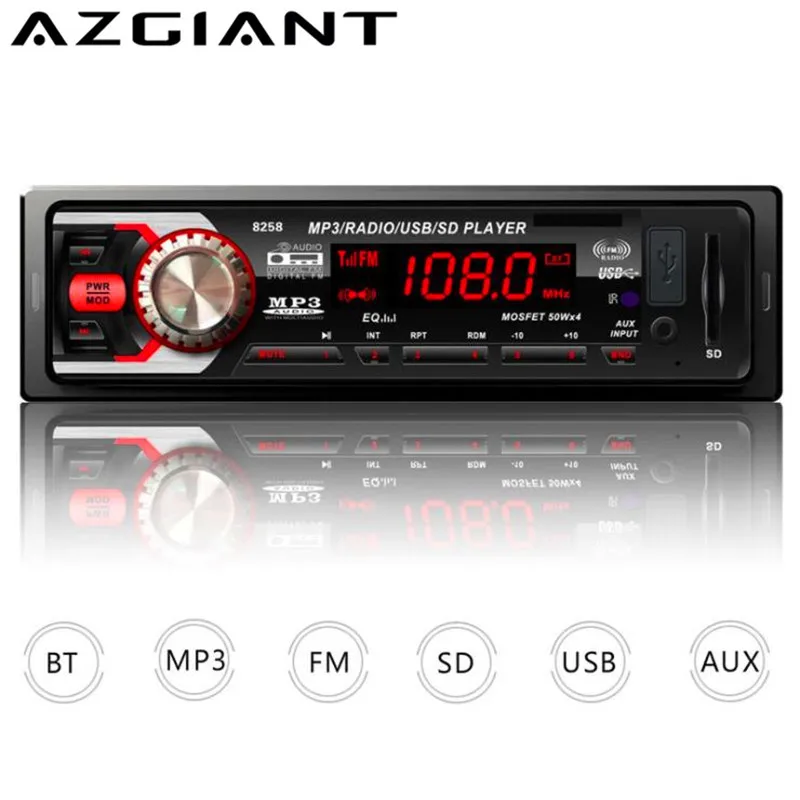 AZGIANT 12V 1DIN автомобильный Радио плеер Bluetooth медиаприемник MP3 FM радио USB SD MMC порт AUX в