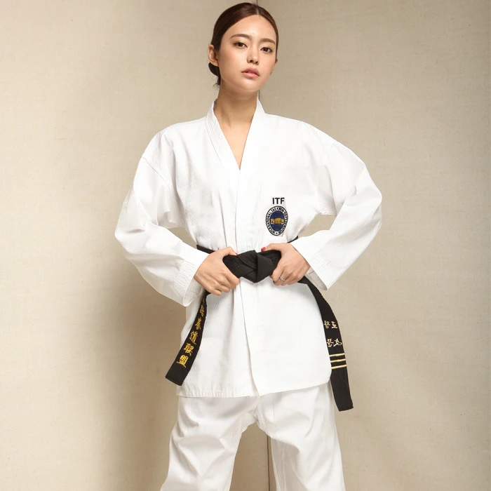 Боевые искусства TKD Tae Kwon Do Korea V-образный вырез для взрослых и детей тхэквондо Dobok