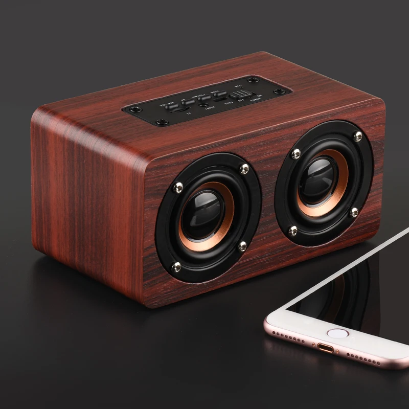 Ретро деревянный Bluetooth динамик HIFI беспроводной двойной громкий s 3D объемный