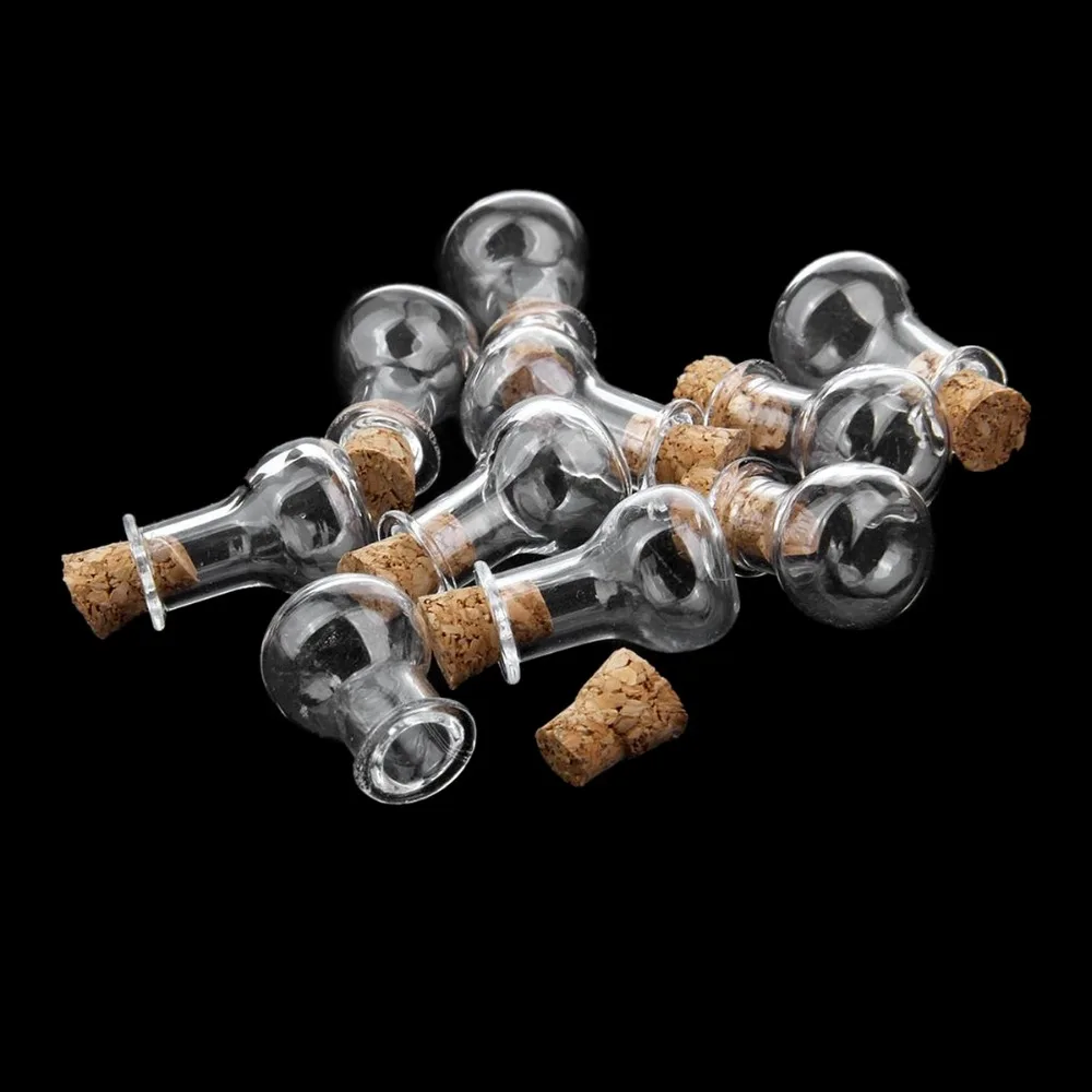 10 pcs Bulb Shape Mini Glass Bottles Jars Cork Wish Note Craft Pendant Empty Tiny Clear Wishing Message Vials | Дом и сад