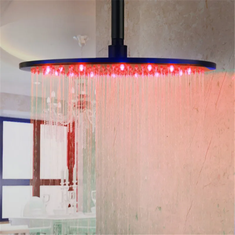 Single red color Вода Мощность 12 дюймов нержавеющая сталь Круглый дождь насадка для душа с 3 цвета Температура чувствительный светодиод, масло втирают Бронзовый LD8030-E7 - Цвет: Single red color