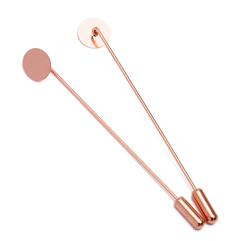 rose gold 10 шт., 10 мм, пустая основа, медь, безопасная брошь, на булавке, на лацкане, пустые броши, металлические мужские нагрудные булавки, установка Ободка для костюмов, значок - Цвет: rose gold