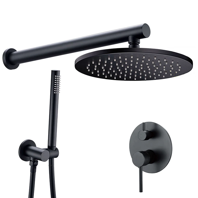 

Bathroom Shower Faucet Set Black Bathtub Faucet Shower Mixer Tap Copper Rainfall Ceiling Shower Head Wall Mounted Shower Faucet