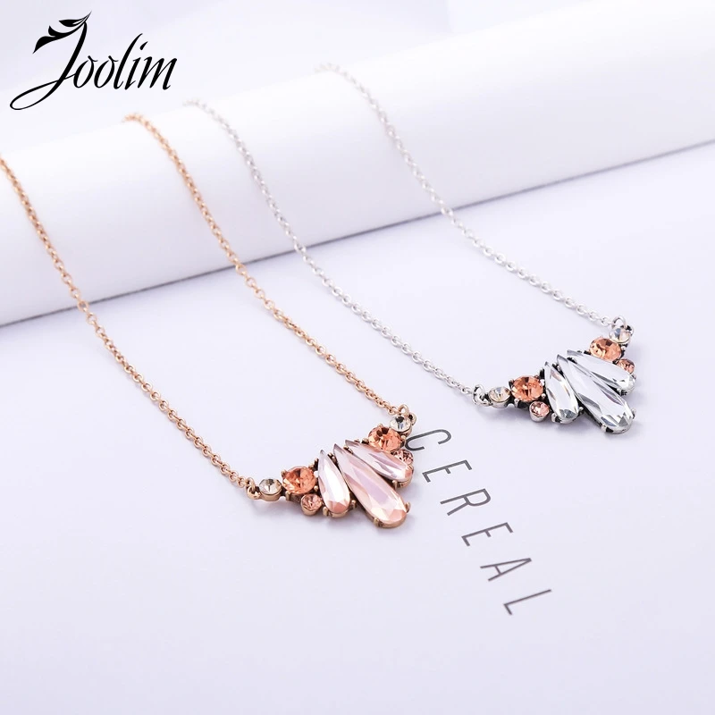 Ожерелье JOOLIM с подвеской из прозрачного розового кристалла нежное