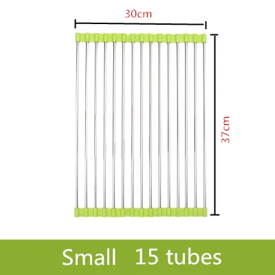 Small 15 tubes green Кухонный слив, сушилка для посуды, органайзер для раковины, держатель для полки, складное хранение, кухонные принадлежности, фруктовое блюдо для овощей, сушилка - Цвет: Small 15 tubes green