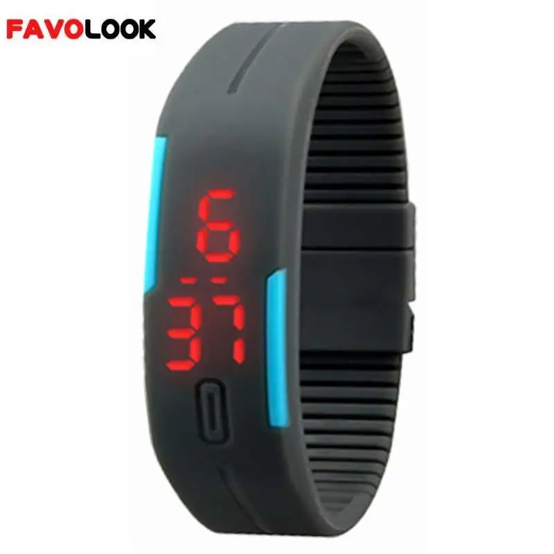 Горячая Мода Спорт светодиодный часы силиконовой резины Сенсорный экран
