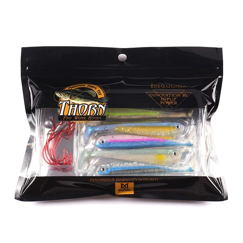 Mizugiwa Drop Shot 45 Kit вкл мягкий шэд хвост гольян приманка крючок вес оснастки Вертлюги крючки для Червяков джигхеад крюк бас плавающие приманки