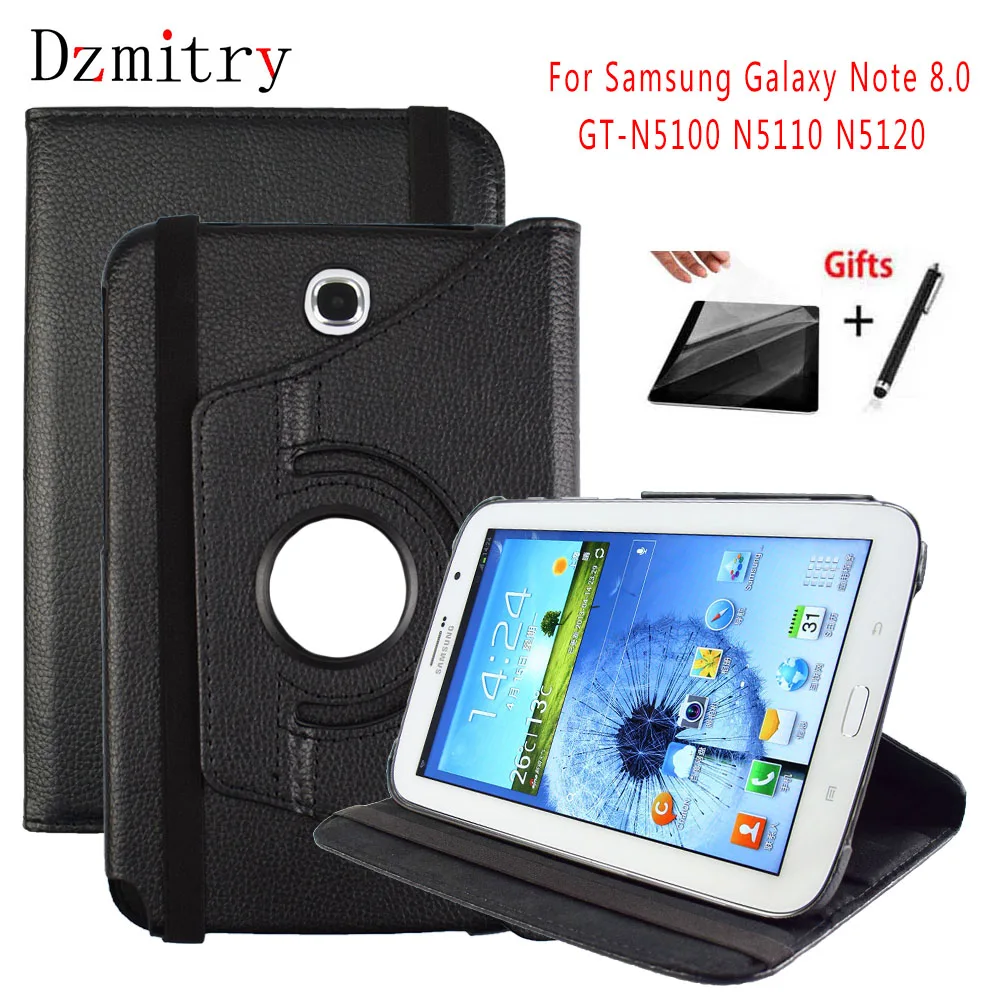 

Чехол с подставкой, вращающийся на 360 градусов, для Samsung Galaxy Note 8,0 дюйма, GT-N5100, N5110, N5120, защитный чехол для планшета, пленка, стилус