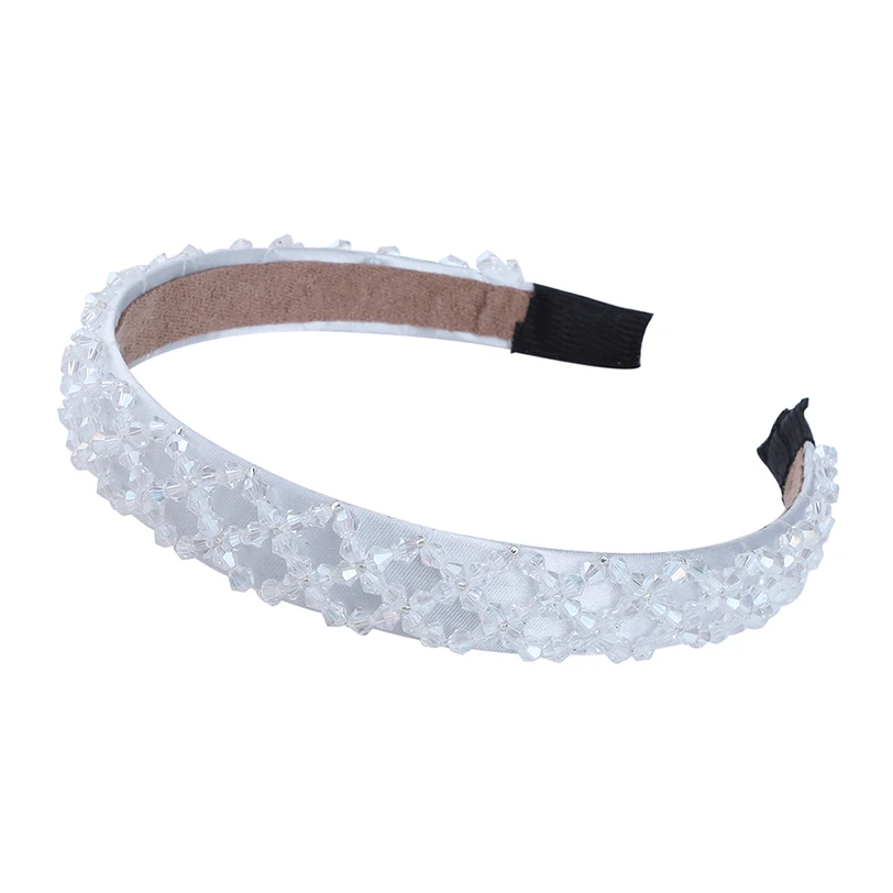 white 2 cm LEVAO 3 см мудрые бисерные Хрустальная лента для волос для женщин Плетение Бисером волосы полосы обруча головные уборы ободок повязка для волос для девочек орнамент - Цвет: white 2 cm