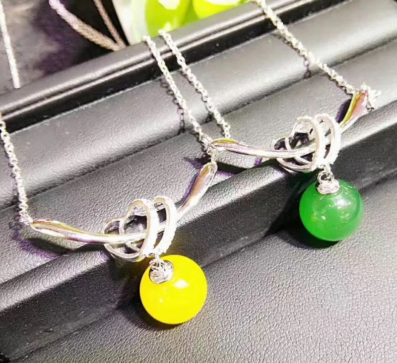 Подвески из натурального халцедона сердца искусственной цепи круглые бусины