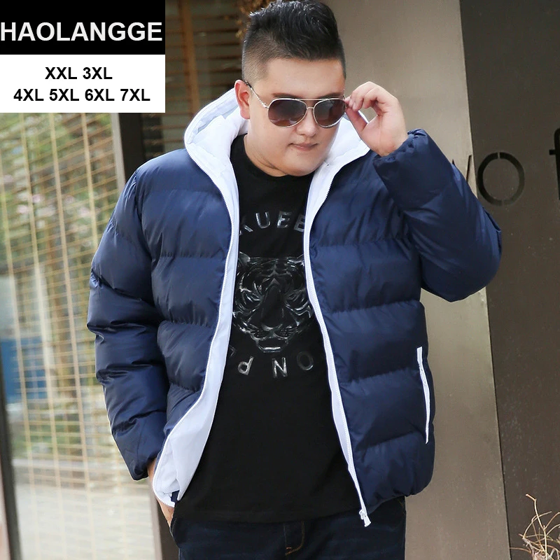 HAOLANGGE брендовая одежда размера плюс 3XL 4XL 5XL 6XL 7XL 8XL может 140 кг мужское зимнее платье с капюшоном и воротником парка и куртка 116