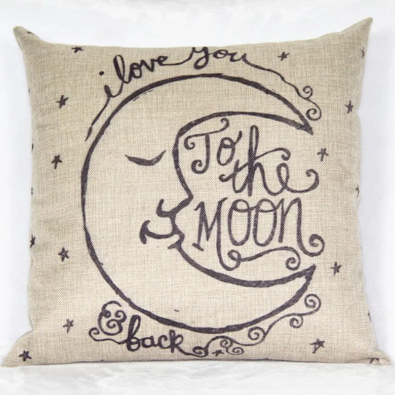Популярный Ретро Чехол на квадратную подушку с надписью I Love You to the Moon and Back cuscini