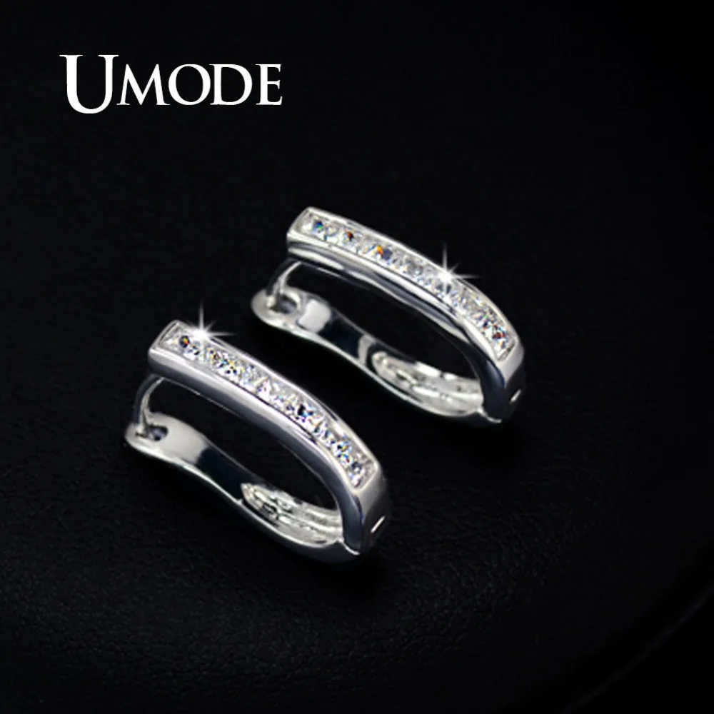UMODE модные трендовые повседневные серьги с квадратной огранкой CZ, инкрустированные маленькие круглые кольца-кольца для женщин, ювелирные изделия aros mujer oreja UE0076