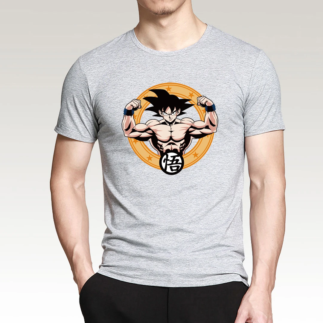 Japanese Anime Dragon Ball Z Goku Printed Men T Shirt 2018 Summer Hot Sale T-Shirts 100% Cotton Harajuku Style Camisetas Hombre | Мужская