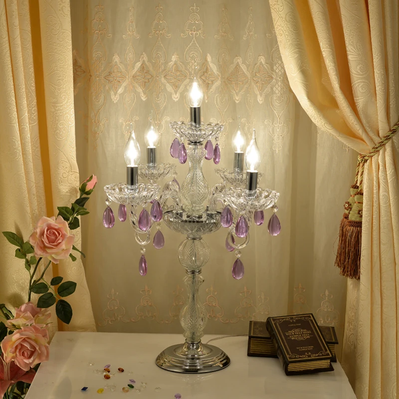 European Crystal Desk Lamp Wedding Aisle Table lamp Living Room Bedroom Light Club Building Photo Decoration LED Candle | Освещение