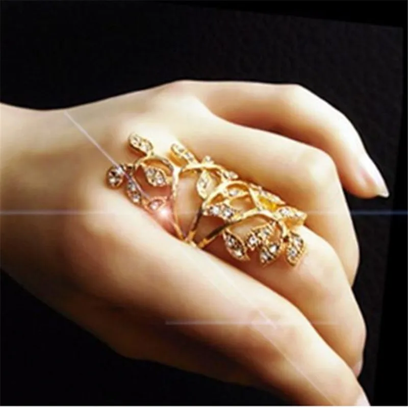 Горячее предложение элегантные женские кольца с золотыми кристаллами прокрутки