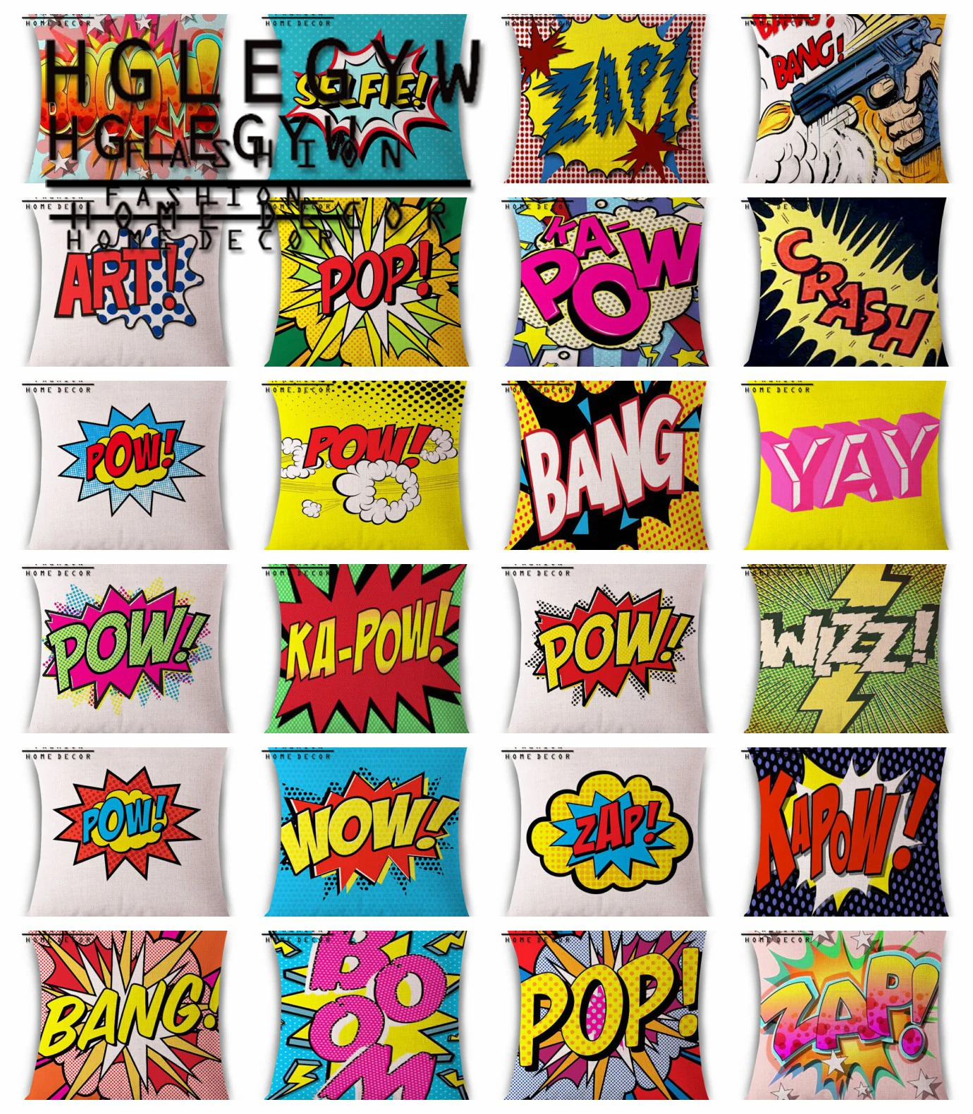 OK BANG POP YAY ART ZAP хлопковая льняная Подушка Чехол из хлопка и льна с принтом для