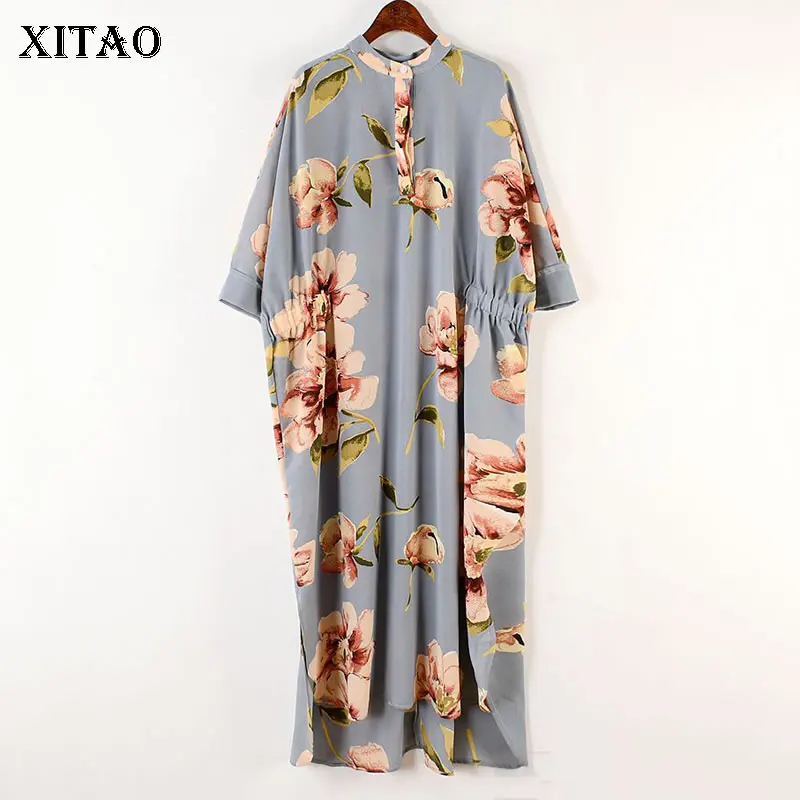 XITAO шифон женские Boho летние миди-платья плюс размер легкий цветочный Рисунок