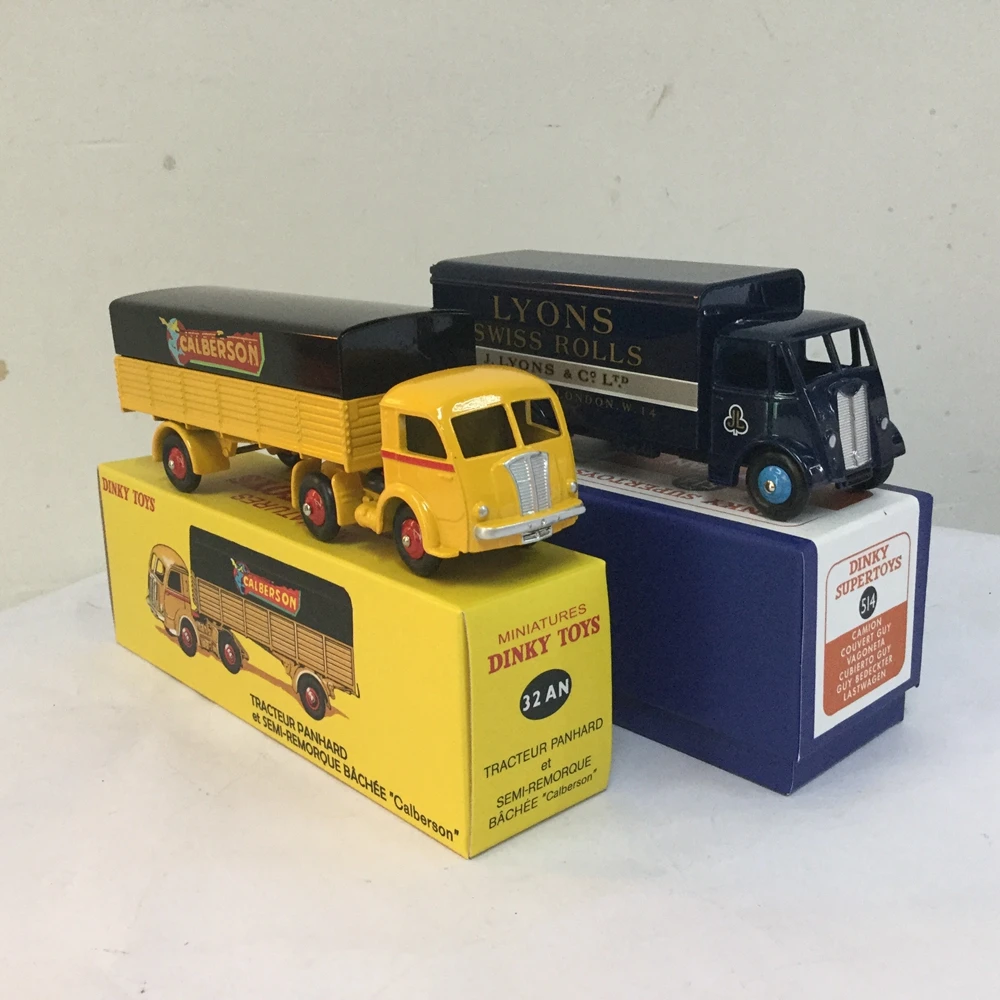 Дефект 2 шт Atlas Подержанные DINKY игрушки 32AN REMORQUE & SUPERTOYS 514 GUY VAN DIECAST модель автомобиля