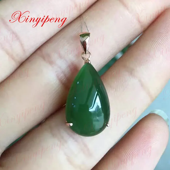 

18 k rose gold inlaid natural jasper pendant female model of water droplets fine jewelry