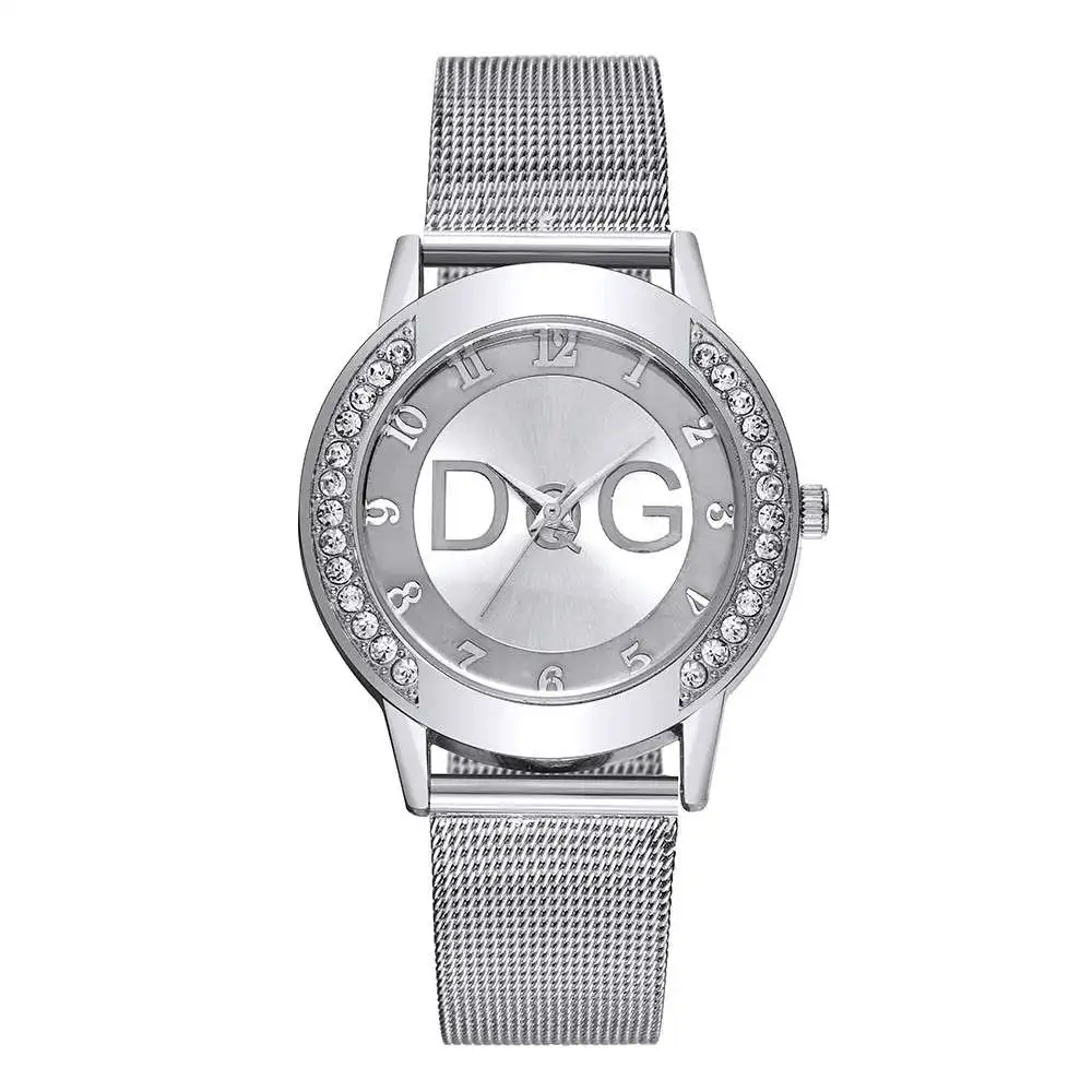 B Relogio Feminino Luxo женские часы с кристаллами Простые Модные женские часы с сетчатым ремешком Стразы чехол часы чистый цвет ремешок - Цвет: B