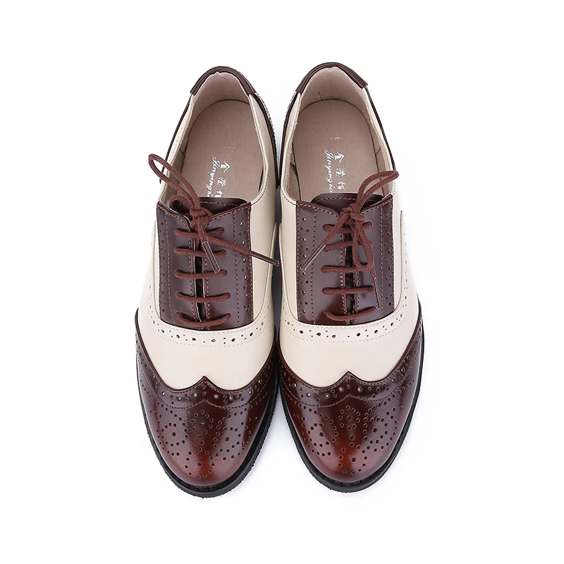 Модные Винтажные Туфли-оксфорды из натуральной кожи с вырезами на шнуровке