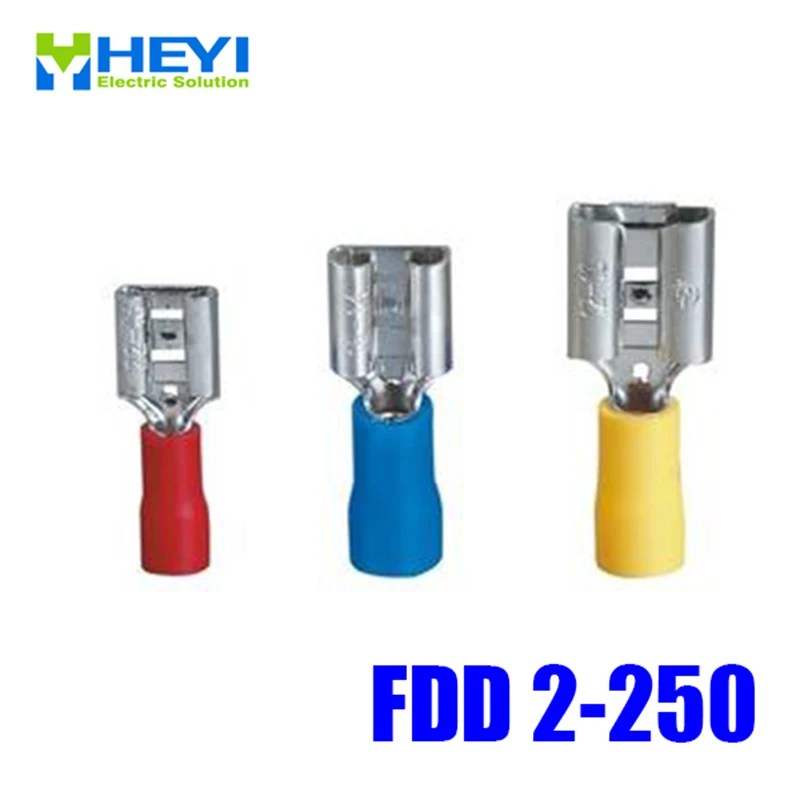 

Хорошее качество 100 шт./лот FDD2-250 синий AWG16-14 латунь изоляционные обжимные клеммы Разъемы женский терминал
