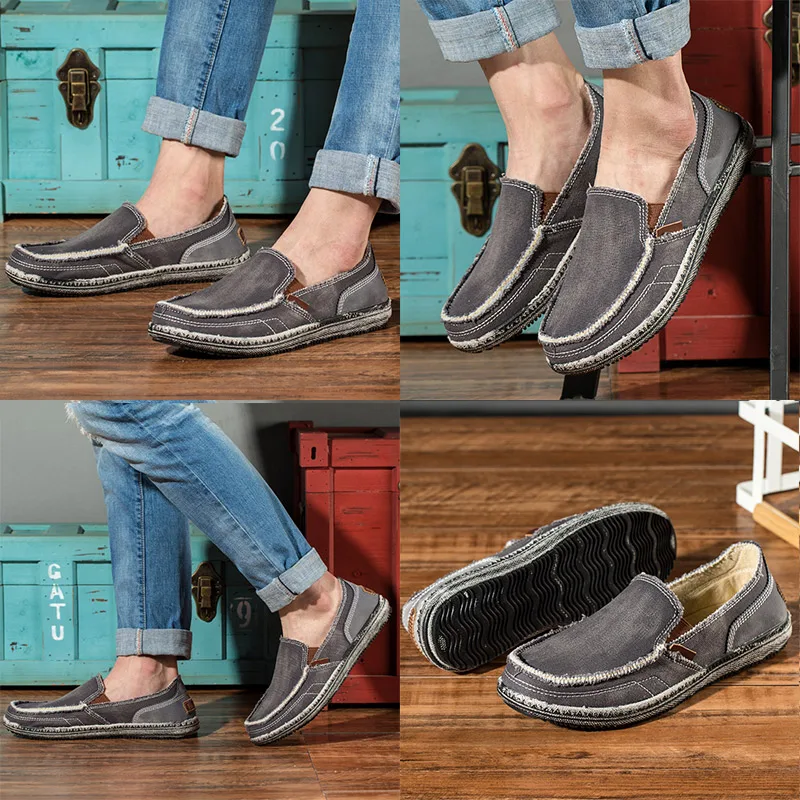 2018 New Men's Loafers Moccasins Men Canvas Shoes Fashion Summer Light Slip On Driving Black Blue Grey Yellow | Обувь