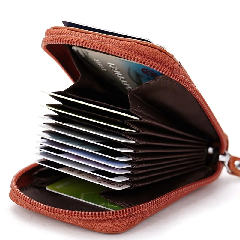 Miyahouse Mini Genuine Leather Card Holder Purse Women Wallets Unisex Credit Card Holder Pillow Holder Coin Card Bag
