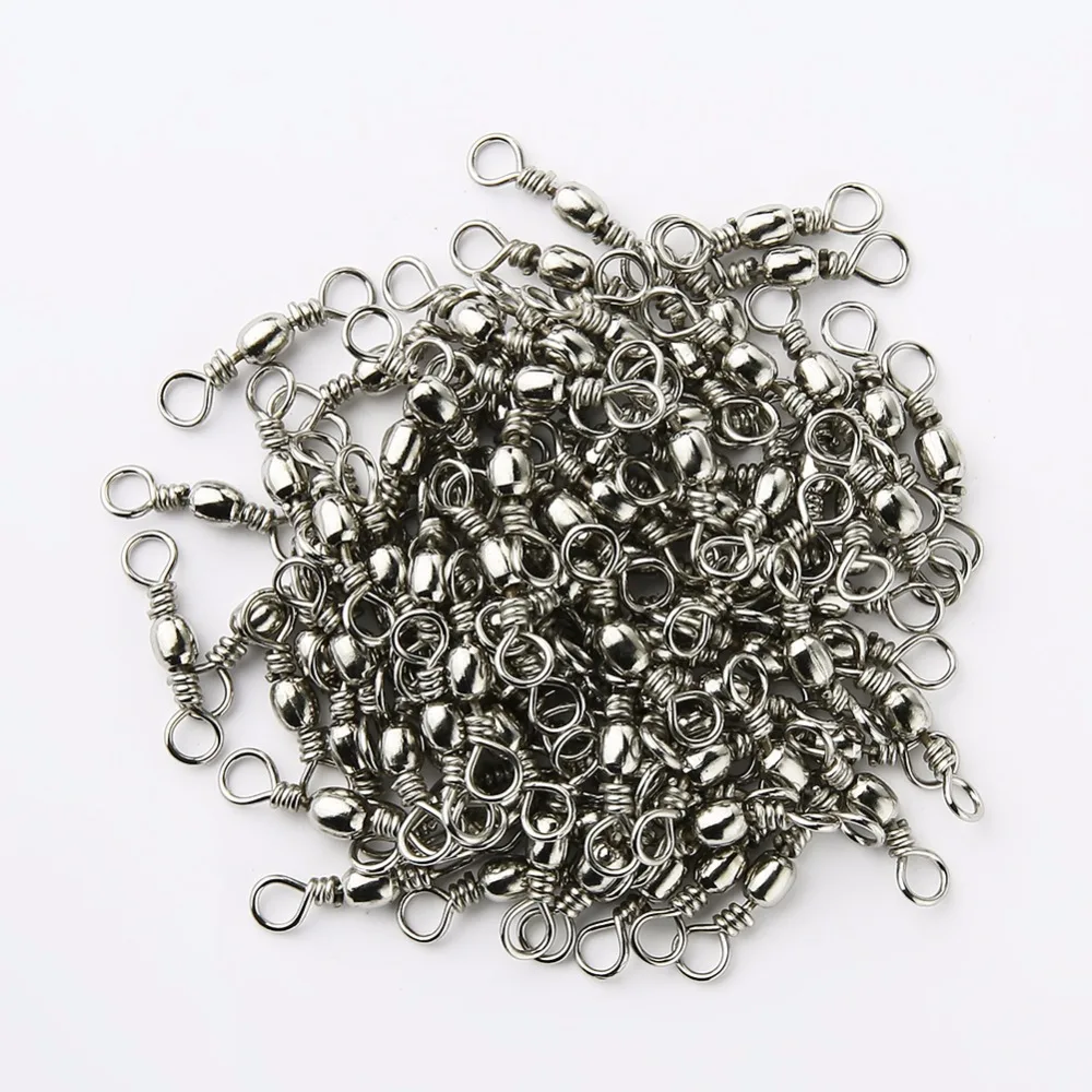50pcs/box Stainless Steel Fishing Connector Snap Rolling Ocean Ball Swivel Barrel Sea Hooks Lure Carp Fly Boat Fish Tackle Tools
