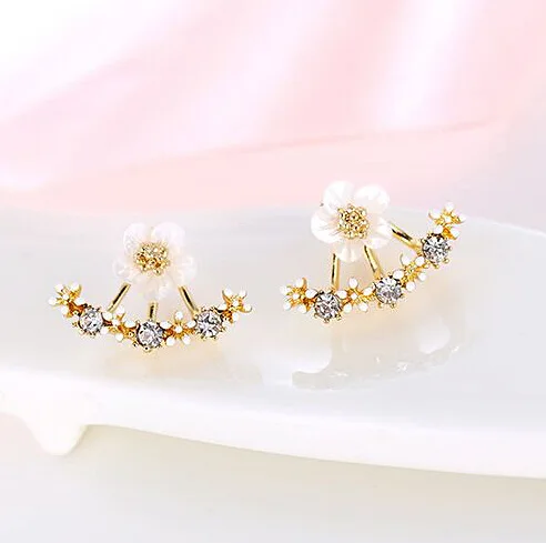 Хрустальные серьги гвоздики Boucle D'oreille Femme 2016 модные с цветами для женщин золотые