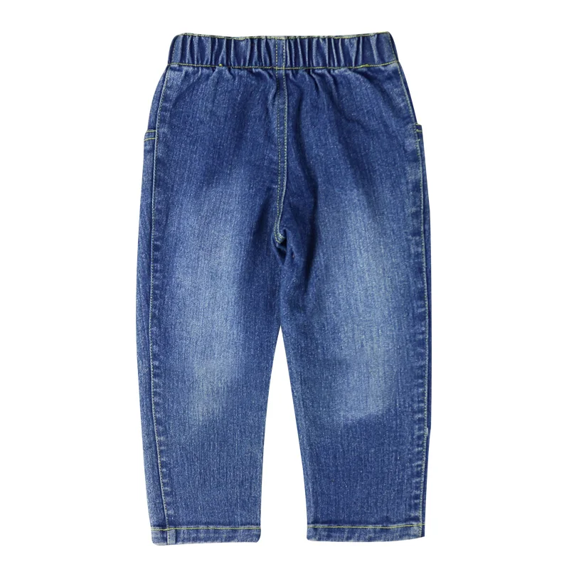 Мальчика Полная Длина сплошной синий цвет джинсы с карманом кнопка простой Стиль