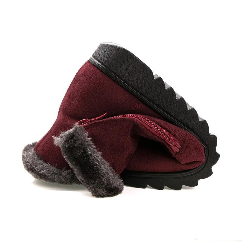 

Women Winter Boots Fashion Ankle Snow Boots Female Warm Plush Comfortable Mother Shoes Soft Botas Mujer Flats Zipprer Shoes