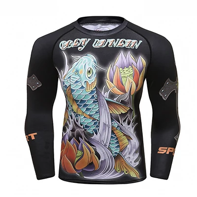 Style A Jiu jitsu футболки Рашгард MMA длинный рукав Мужская футболка 3D кикбоксинг фитнес топы Bjj Бодибилдинг Крест fit боксерские майки - Цвет: Style A