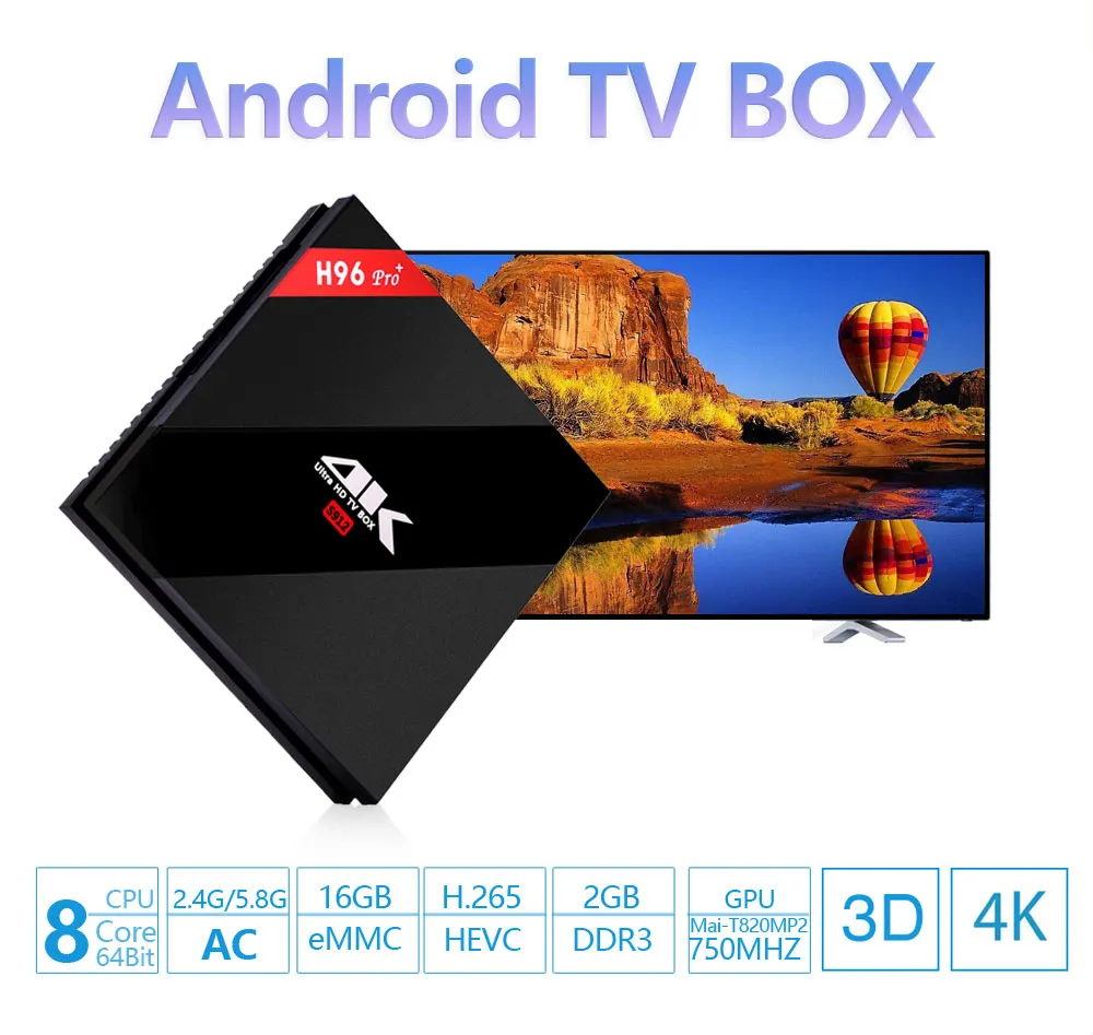 Android 7,1 ТВ приставка H96 Pro Plus 2 Гб ОЗУ 16 Гб ПЗУ ТВ приставка Amlogic S912 2,4G/5 ГГц wifi BT 4,1 4K H.265 медиаплеер h96 pro