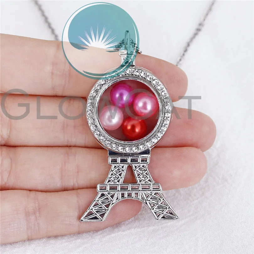 Горный хрусталь ожерелье Эйфелева башня Стекло живая память фото медальон