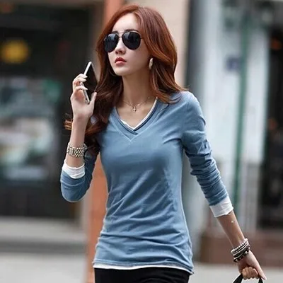 Футболки женщин длинный рукав топы свободного покроя леди T рубашка blusas femininas