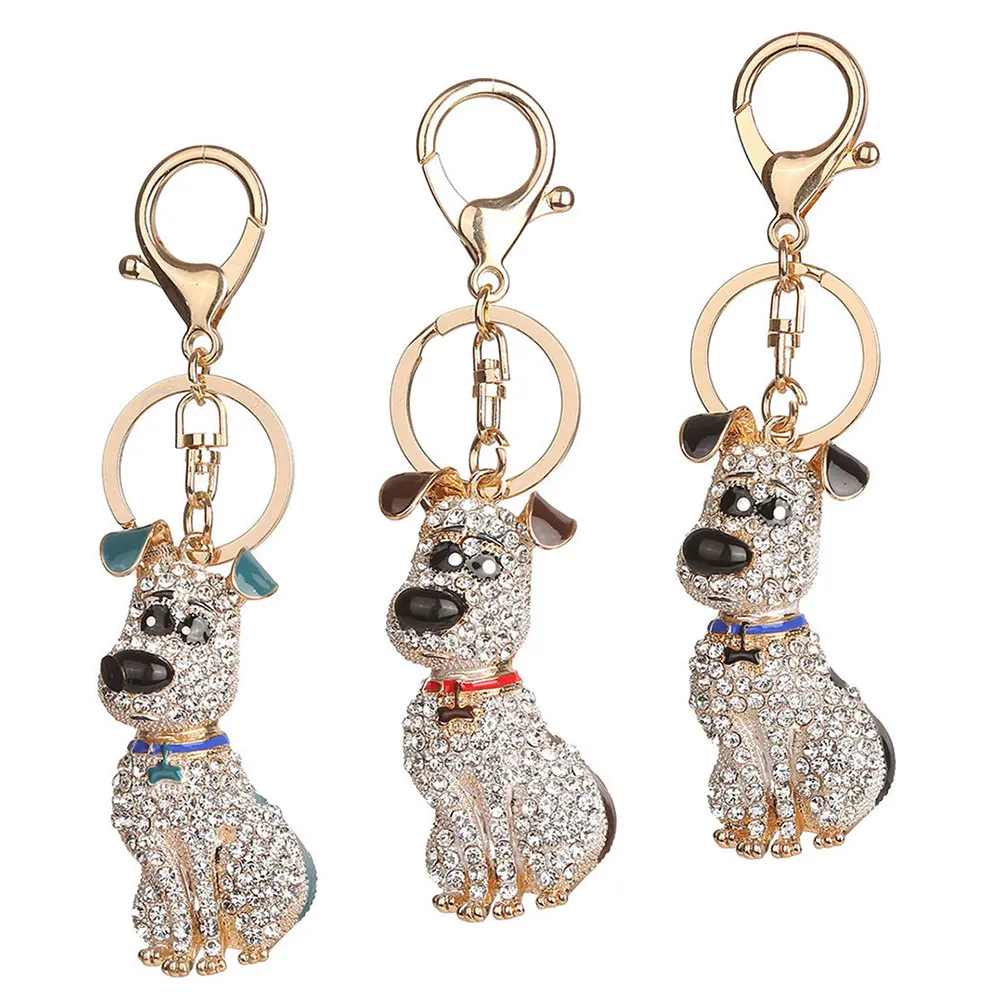 Прекрасный собачий брелок со стразами для домашних животных ключей