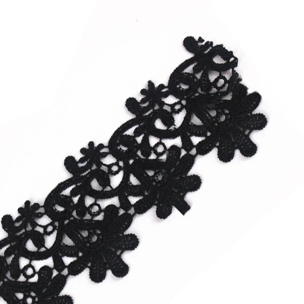 Вышитые черный цветок лист скрапбукинг украшение аппликация кружевной ткани