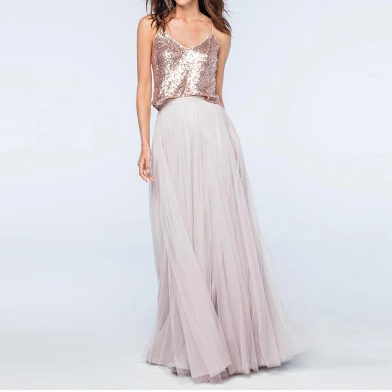 Элегантные длинные нежно-розовый тюль юбки Летняя женская одежда мягкая