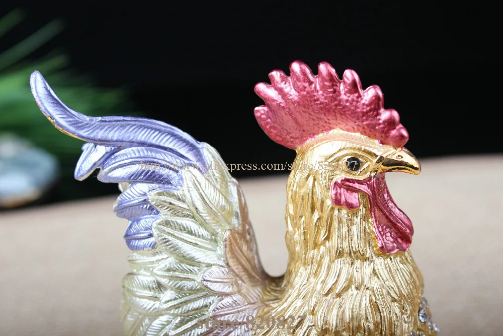 chicken trinket box rooster trinket box  hen jewelry box beautiful metal chicken rooster trinket box figurine
