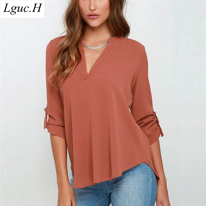 Женская блузка Lguc.H белая оранжевая большого размера 2020|smock top|clothes large sizesblouse women |