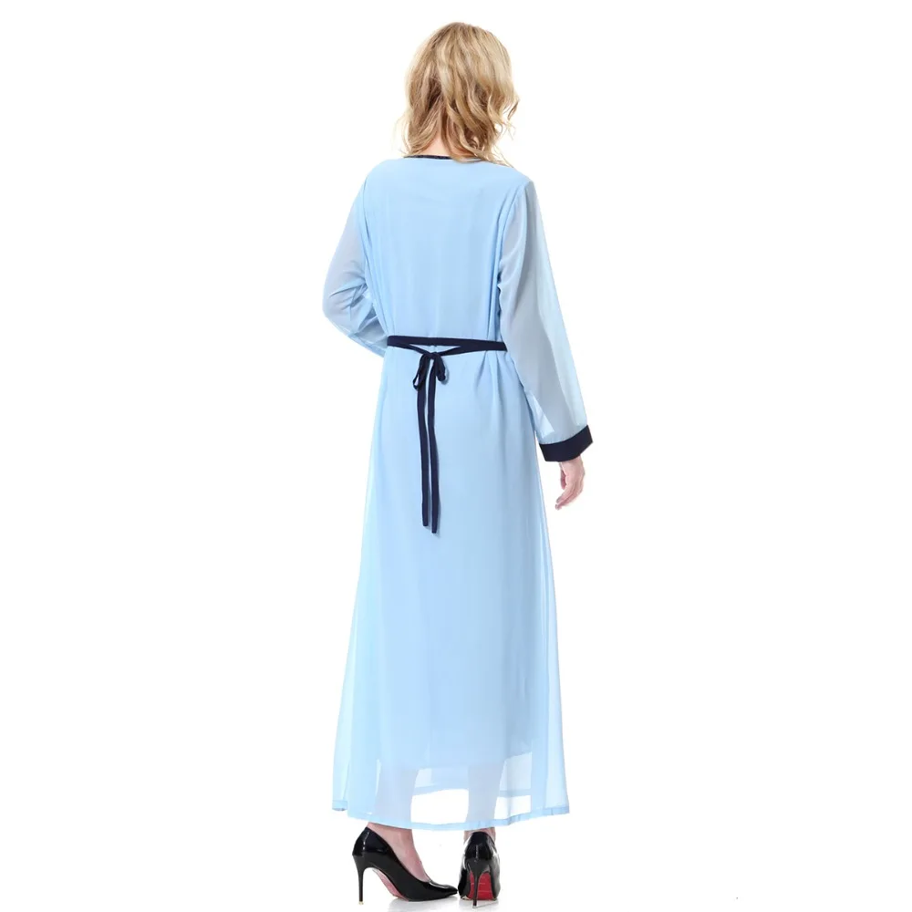 2019 Для женщин шифон шеи экипажа с контрастным одеяние мусульманской арабский